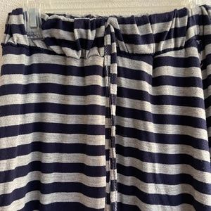 Gray and Navy Striped Maxi Skirt